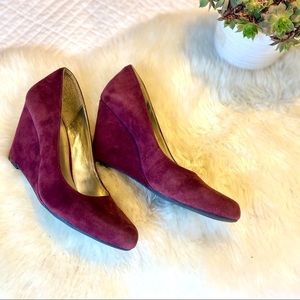 BCBG suede wedge heels